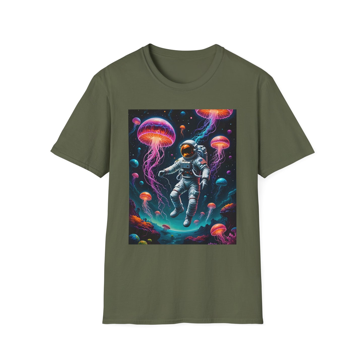 Cosmic Jellyfish T-Shirt, Astronaut Tee, Space Lover's Apparel, Unique Gift, Unisex Softstyle Shirt