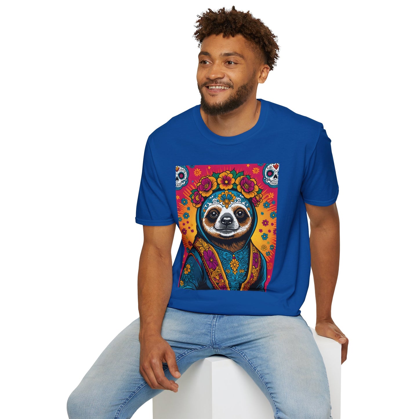 Boho Sloth T Shirt Trippy Animal Graphic Tee Colorful Festival Top Gift for Sloth Lovers
