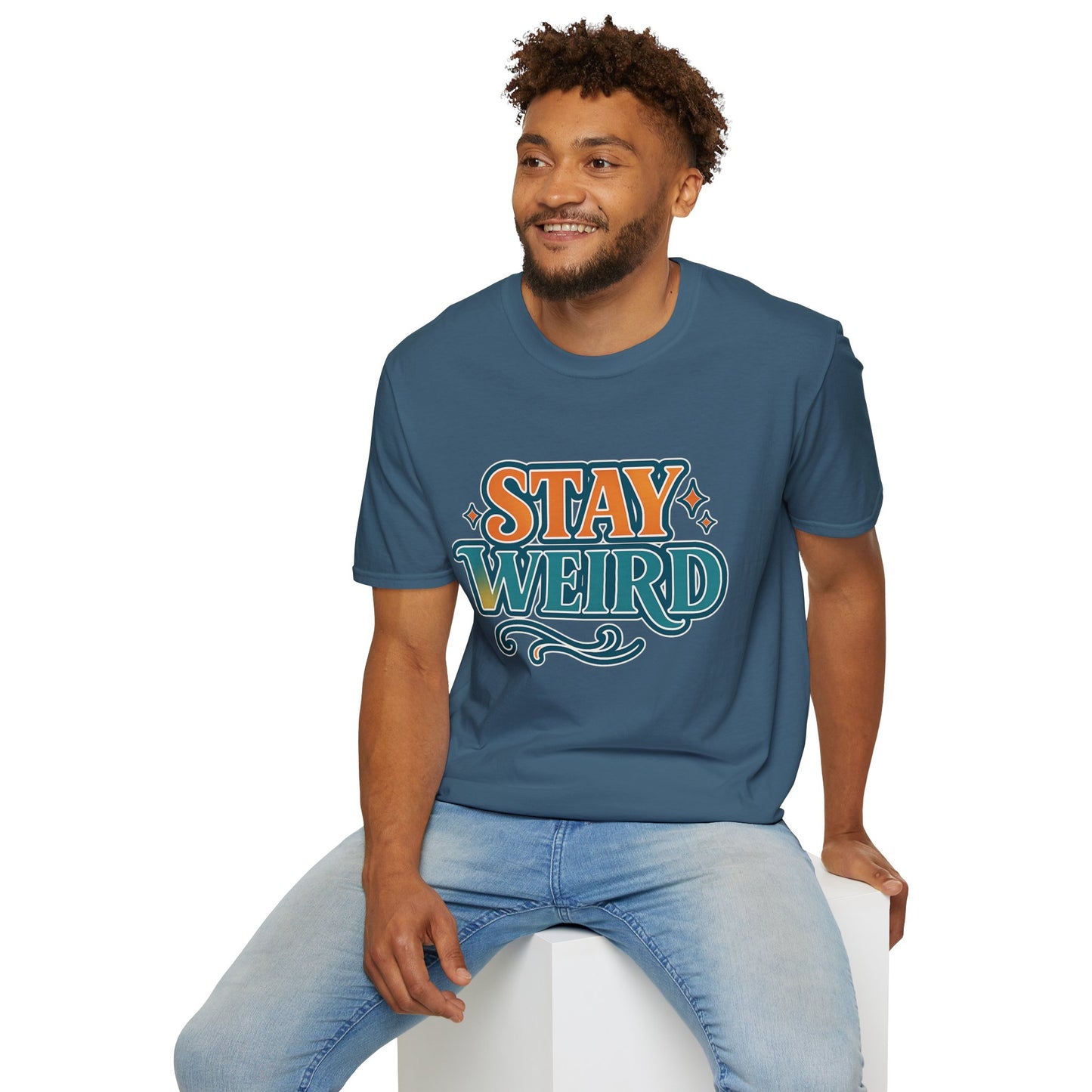 Stay Weird Unisex Softstyle T-Shirt - Fun Graphic Tee, Quirky Apparel, Gift for Friends, Casual Wear, Unique Style