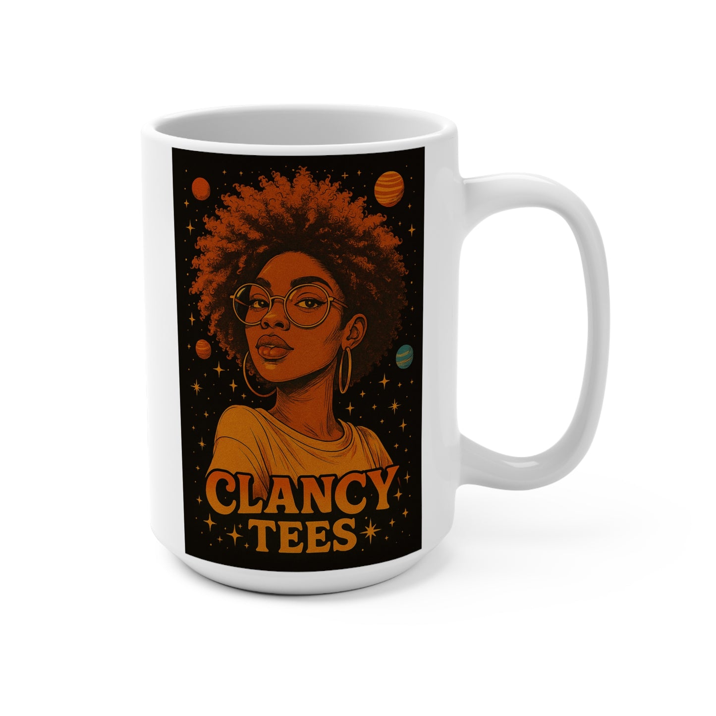 Afrofuturist Coffee Mug 15oz Ceramic Cup Black Girl Magic Cosmic Drinkware Astrology Inspired Galaxy Art For Morning Coffee Tea And Hot Beverages