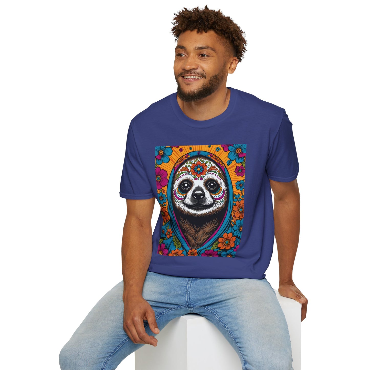 Psychedelic Sloth T Shirt Trippy Animal Graphic Tee Colorful Festival Top Gift for Sloth Lovers