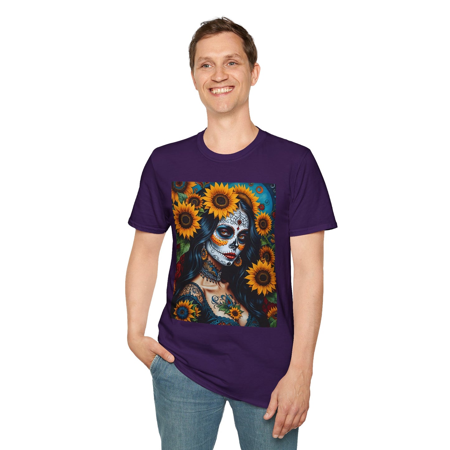 Day of the Dead Floral T-Shirt, Sugar Skull Tee, Unisex Halloween Shirt, Floral Art T-Shirt, Casual Everyday Wear