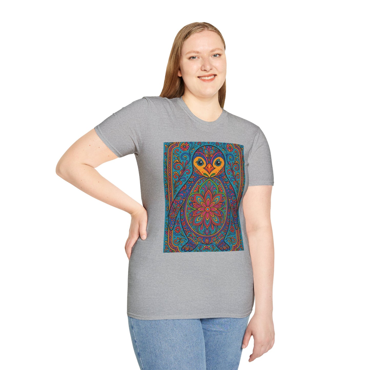 Trippy Penguin Mandala T-Shirt – Psychedelic Animal Tee – Funny Gift for Nature Lovers – Penguin Shirt for Hippies, Weirdos, and Mandala Fans