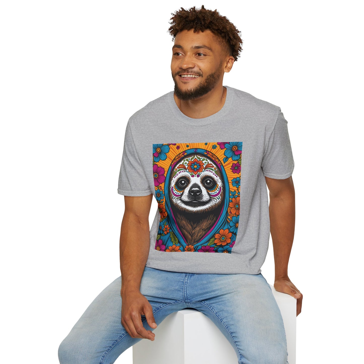 Psychedelic Sloth T Shirt Trippy Animal Graphic Tee Colorful Festival Top Gift for Sloth Lovers