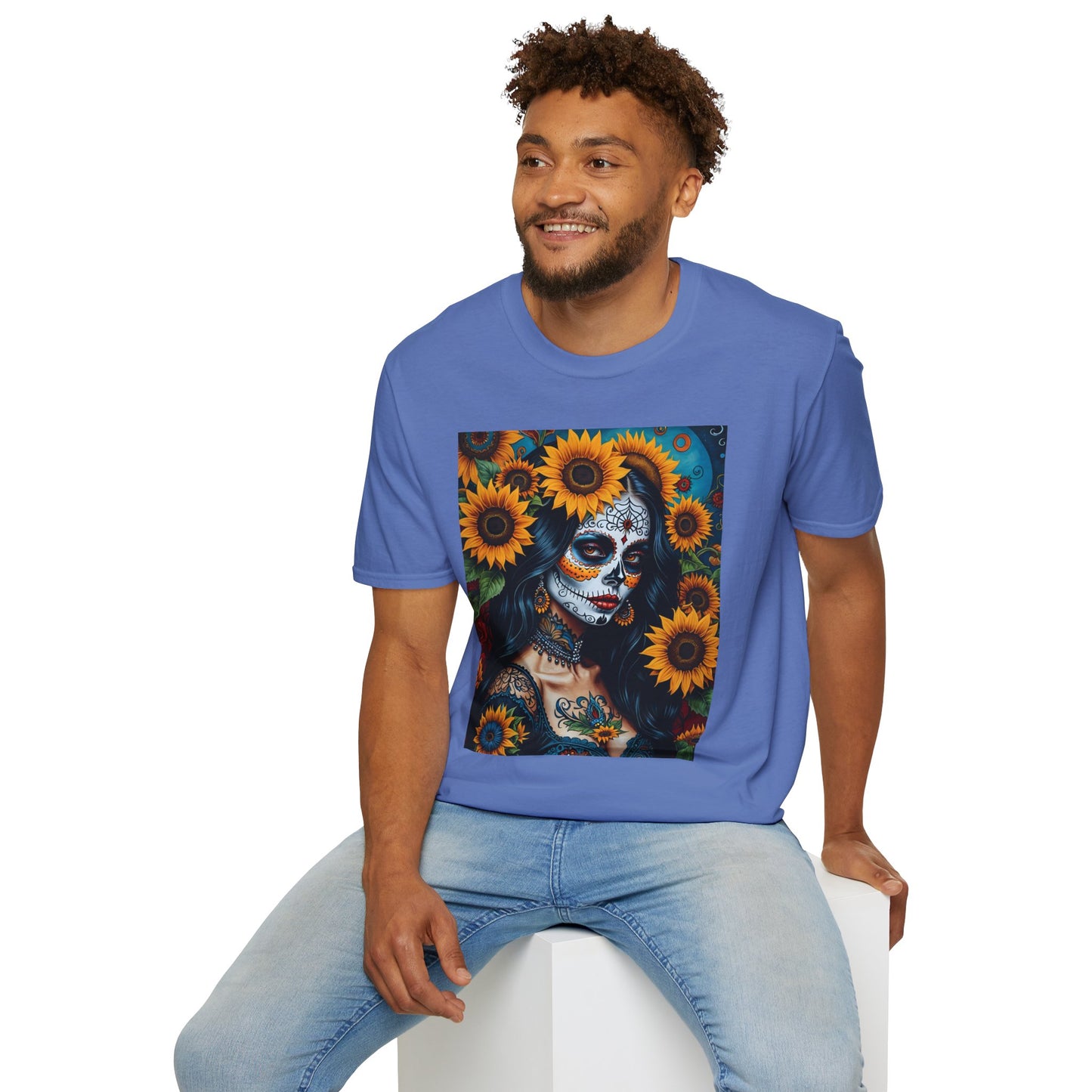 Day of the Dead Floral T-Shirt, Sugar Skull Tee, Unisex Halloween Shirt, Floral Art T-Shirt, Casual Everyday Wear