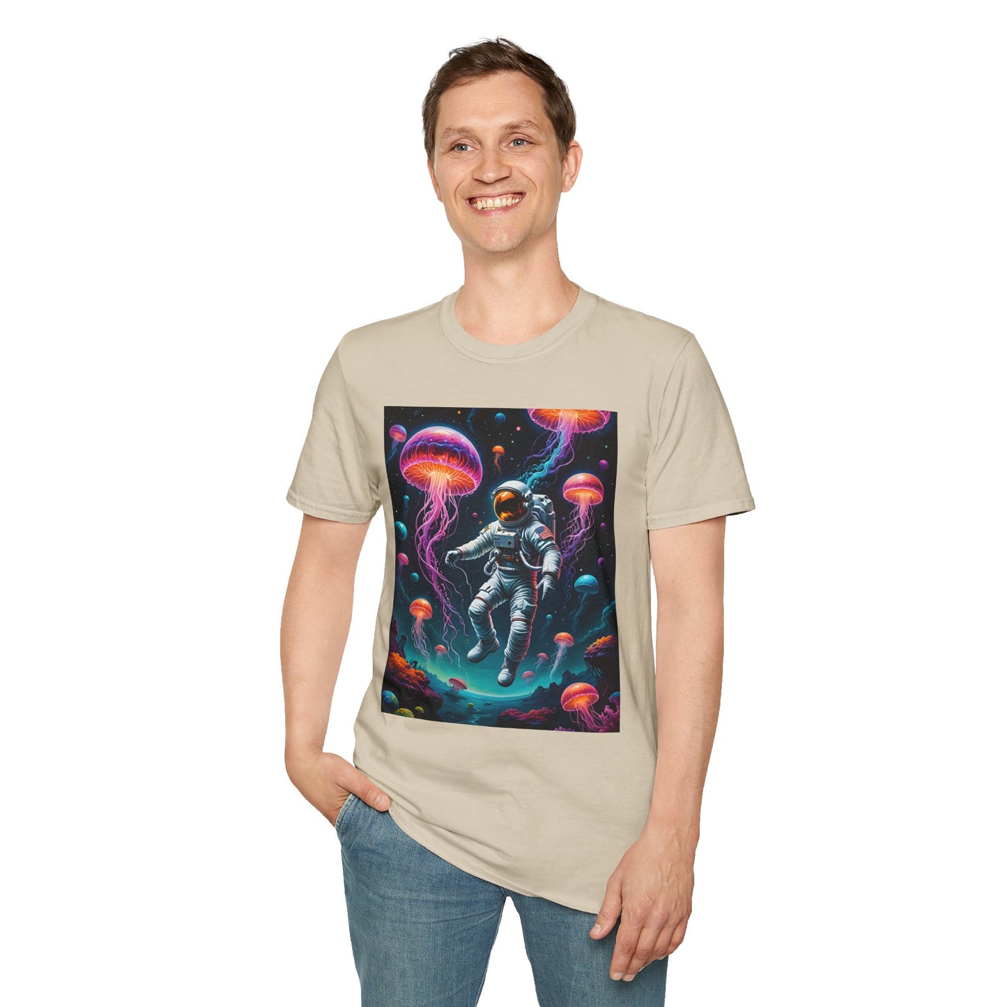 Cosmic Jellyfish T-Shirt, Astronaut Tee, Space Lover's Apparel, Unique Gift, Unisex Softstyle Shirt
