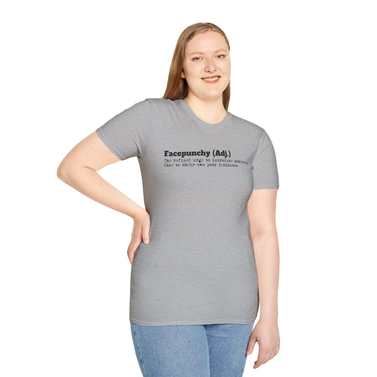 Facepunchy Definition T-Shirt Sarcastic Text Tee Funny Dictionary Shirt for Snarky People Gift for Coworkers with Attitude Passive Aggressive Humor