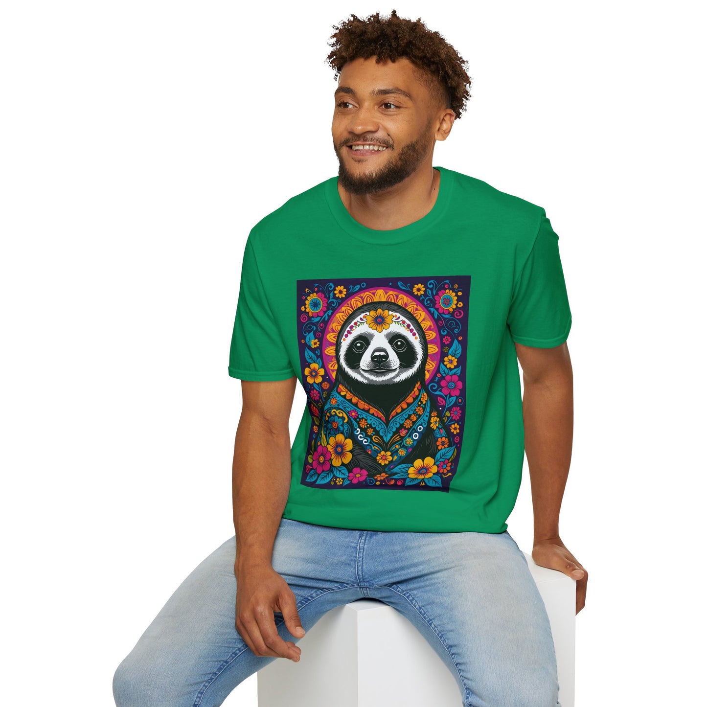 Psychedelic Sloth T Shirt Boho Animal Graphic Tee Trippy Festival Top Gift for Sloth Lovers