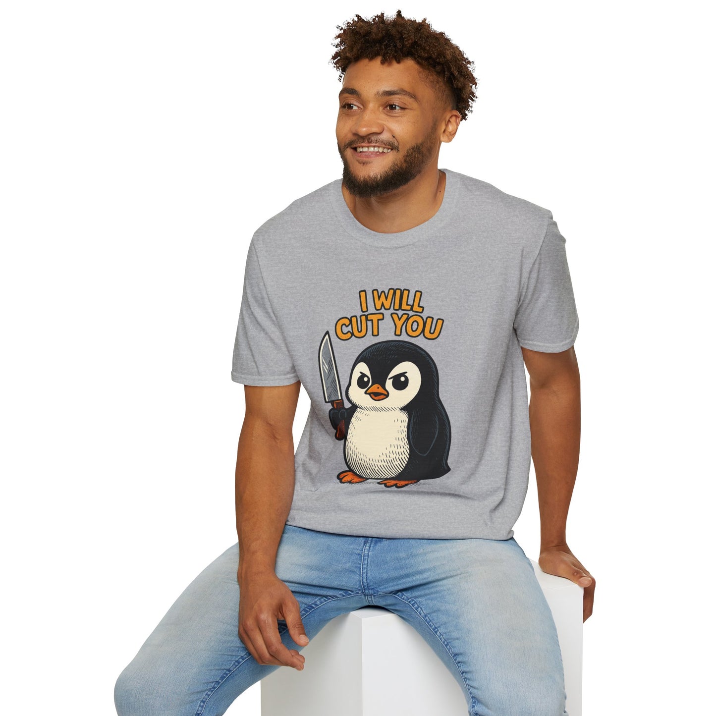 Angry Penguin Knife Shirt – Funny Animal Graphic Tee, Sarcastic Gift for Introverts, Cute but Deadly Humor Shirt