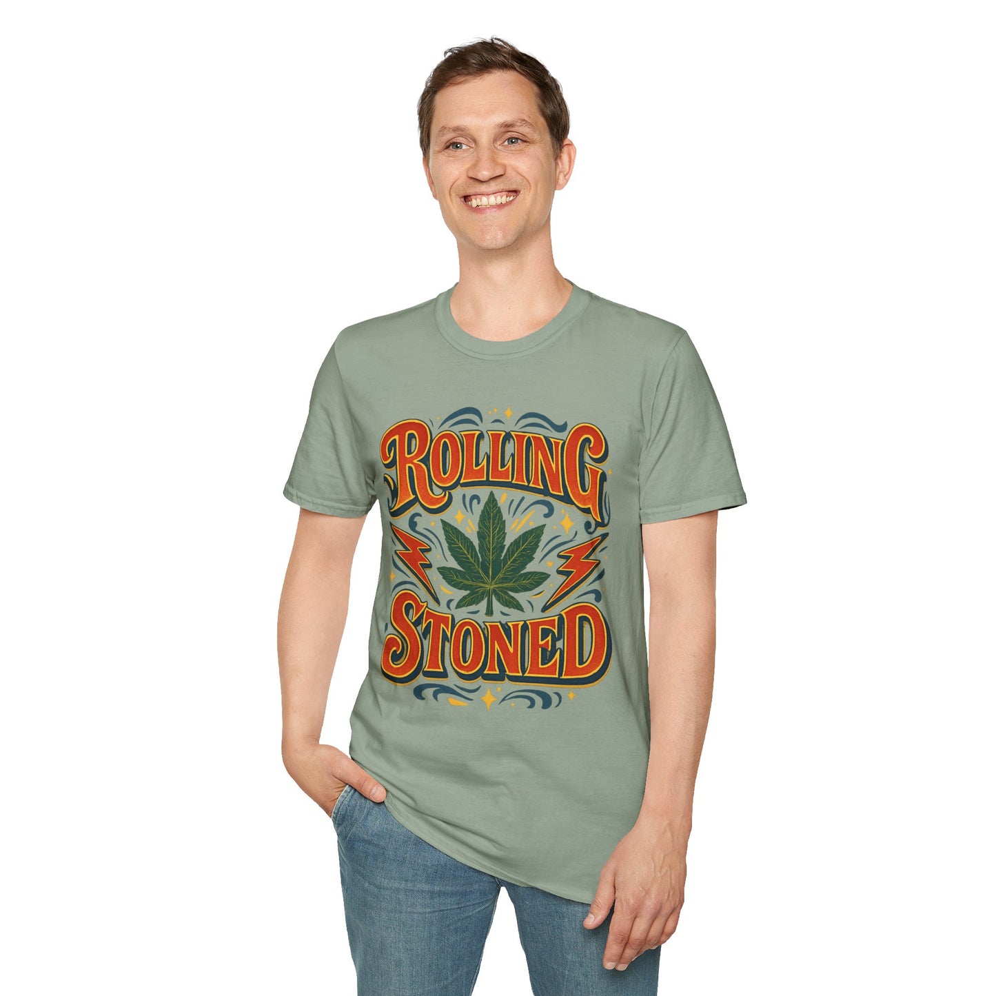 Rolling Stoned Weed Shirt – Funny Cannabis Leaf Tee – Gift for Potheads, 420 Smokers, Stoner Music Fans, and Chill Marijuana Enthusiasts