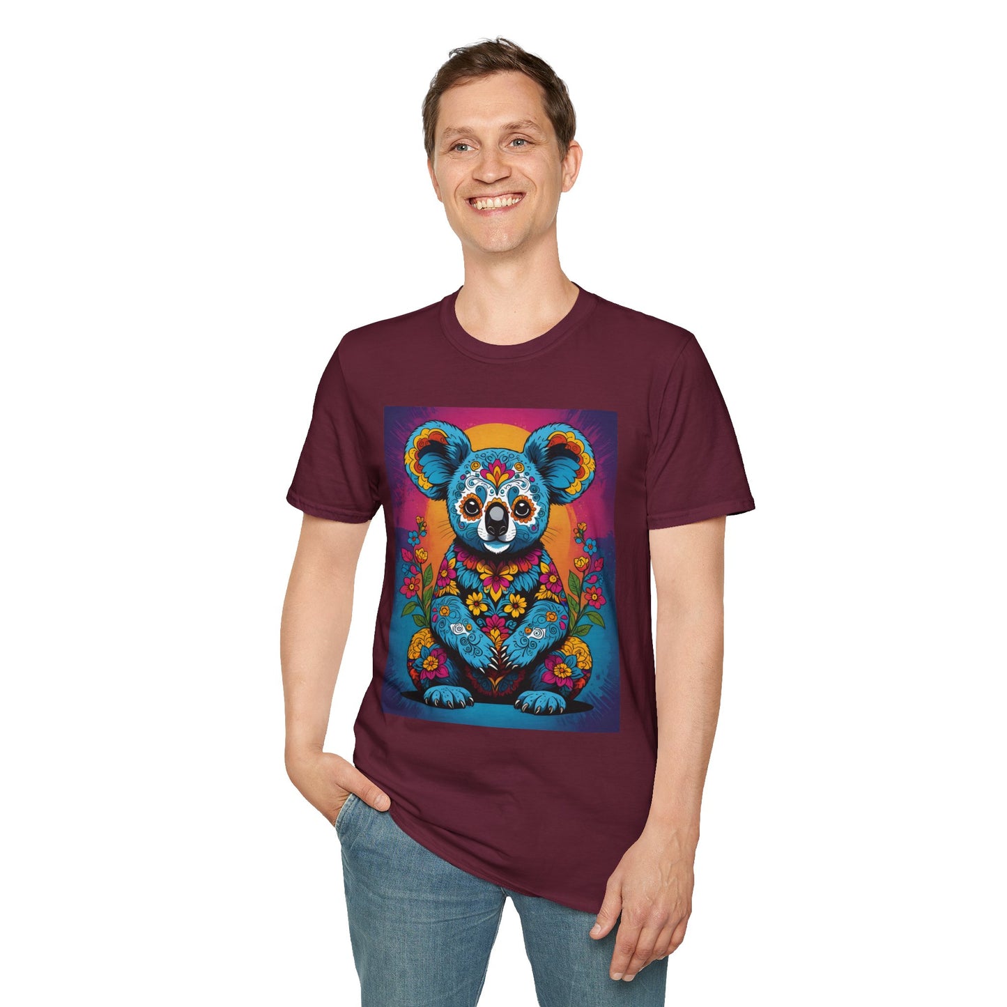 Psychedelic Koala T Shirt Trippy Animal Graphic Tee Colorful Festival Top Gift for Nature Lovers