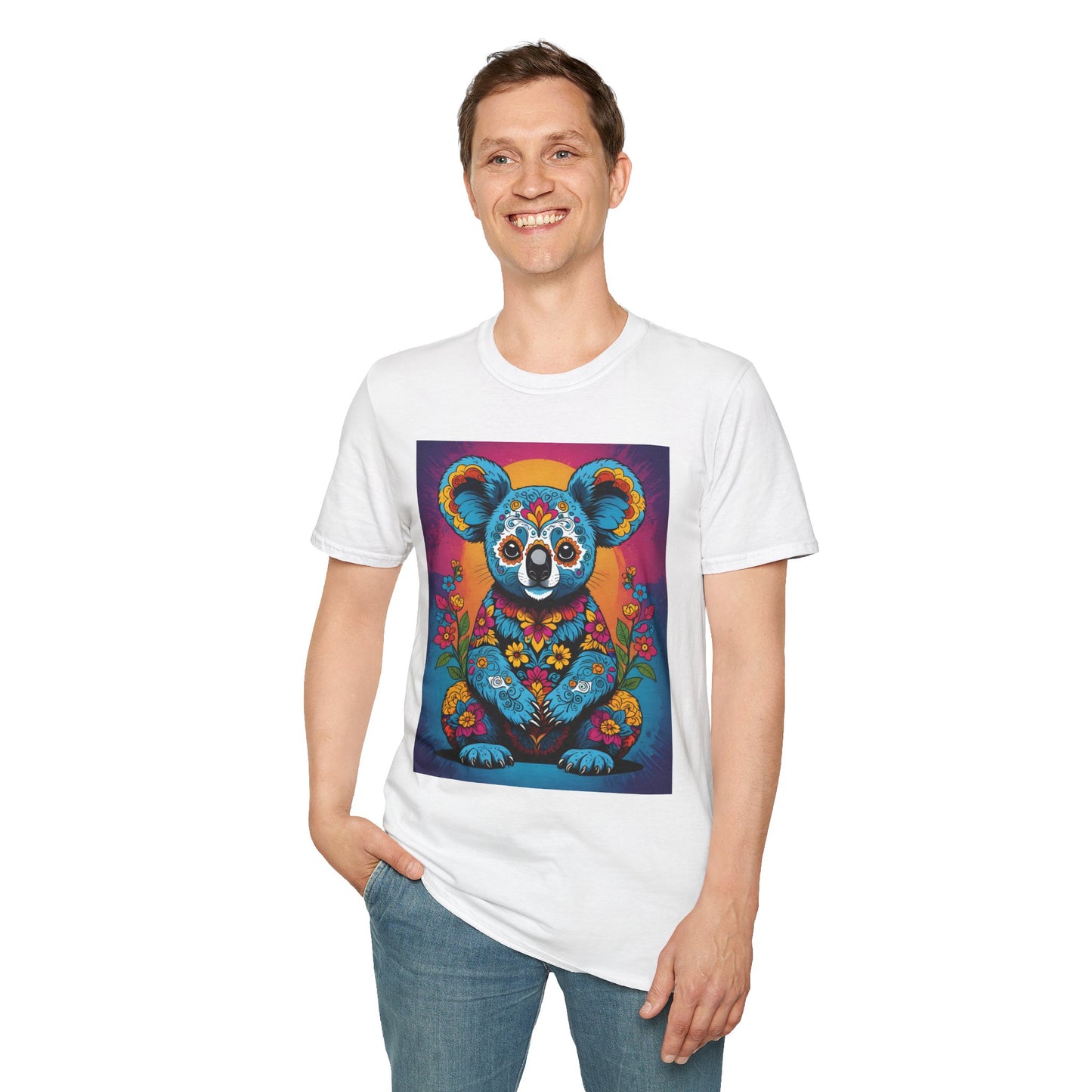 Psychedelic Koala T Shirt Trippy Animal Graphic Tee Colorful Festival Top Gift for Nature Lovers