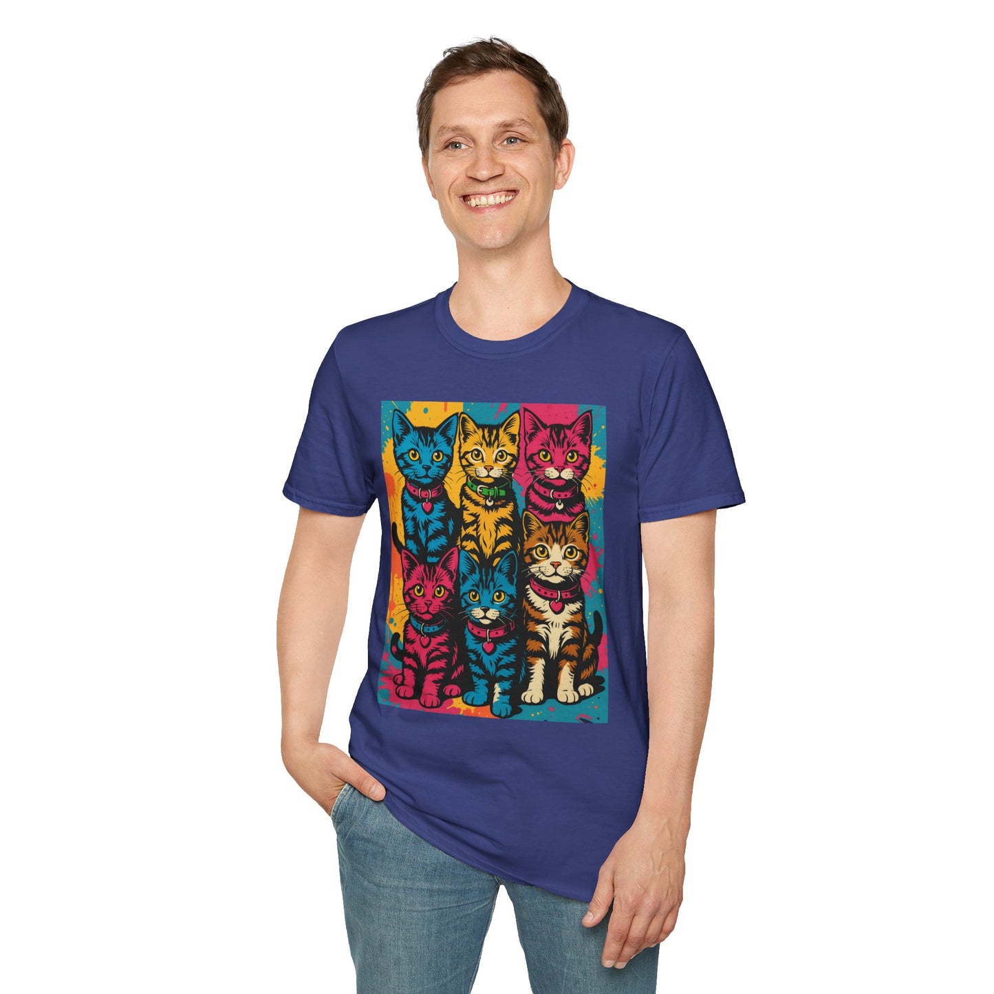 Rainbow Cats Art Shirt – Colorful Cat Lover Tee for Feline Fans – Funny Gift for Cat Moms, Pet Parents, Weird Cat People & Whimsical Animal Aesthetic