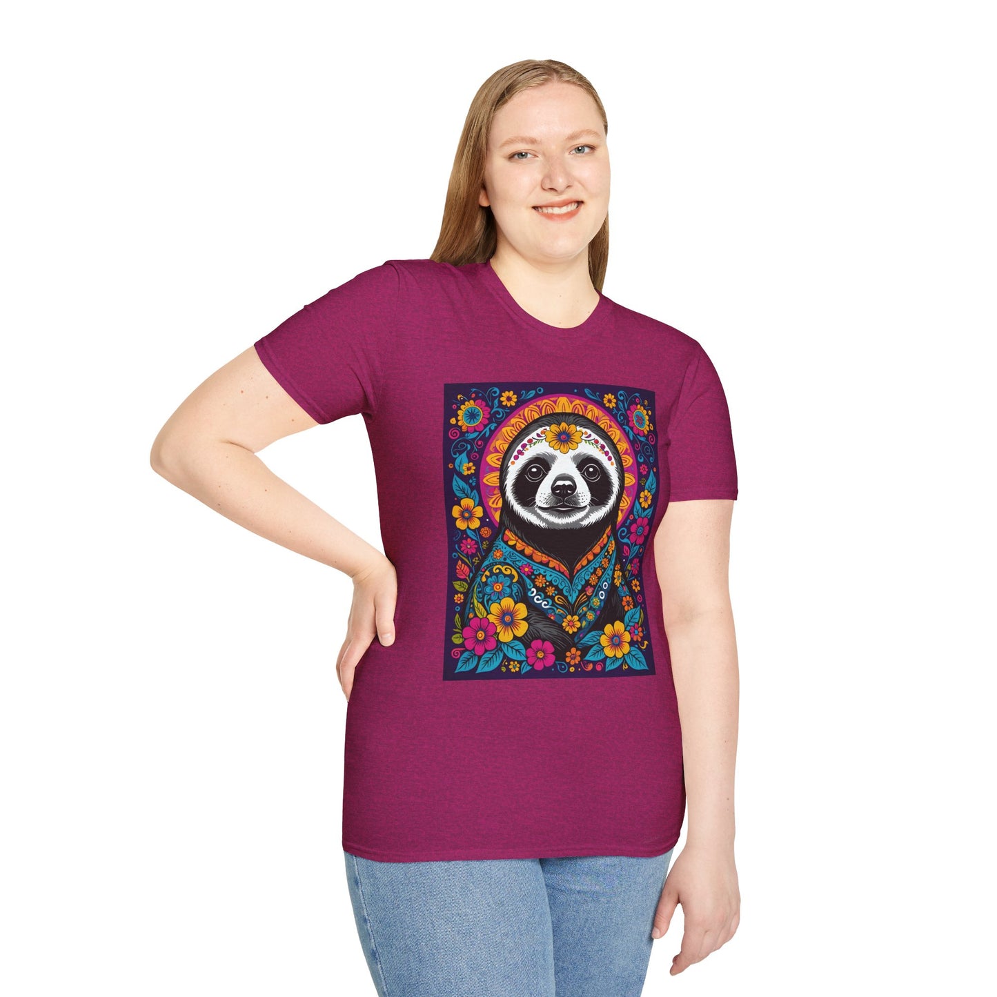 Psychedelic Sloth T Shirt Boho Animal Graphic Tee Trippy Festival Top Gift for Sloth Lovers