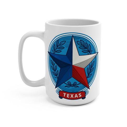 Texas Star Coffee Mug – Lone Star State Ceramic Cup, Patriotic Texas Pride 15oz Mug, Gift for Texans and Travelers