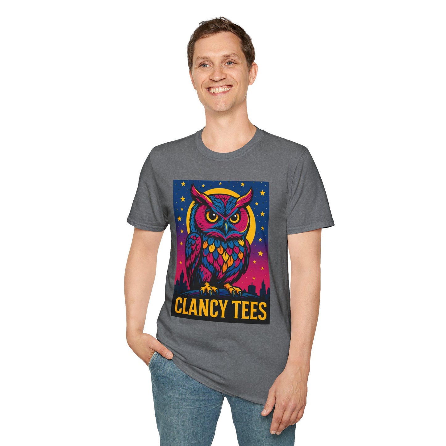 Psychedelic Owl Shirt with Stars and Moon | Trippy Forest Animal Tee | Gift for Night Owls and Weirdos | Bold Colorful Nature Graphic Tee