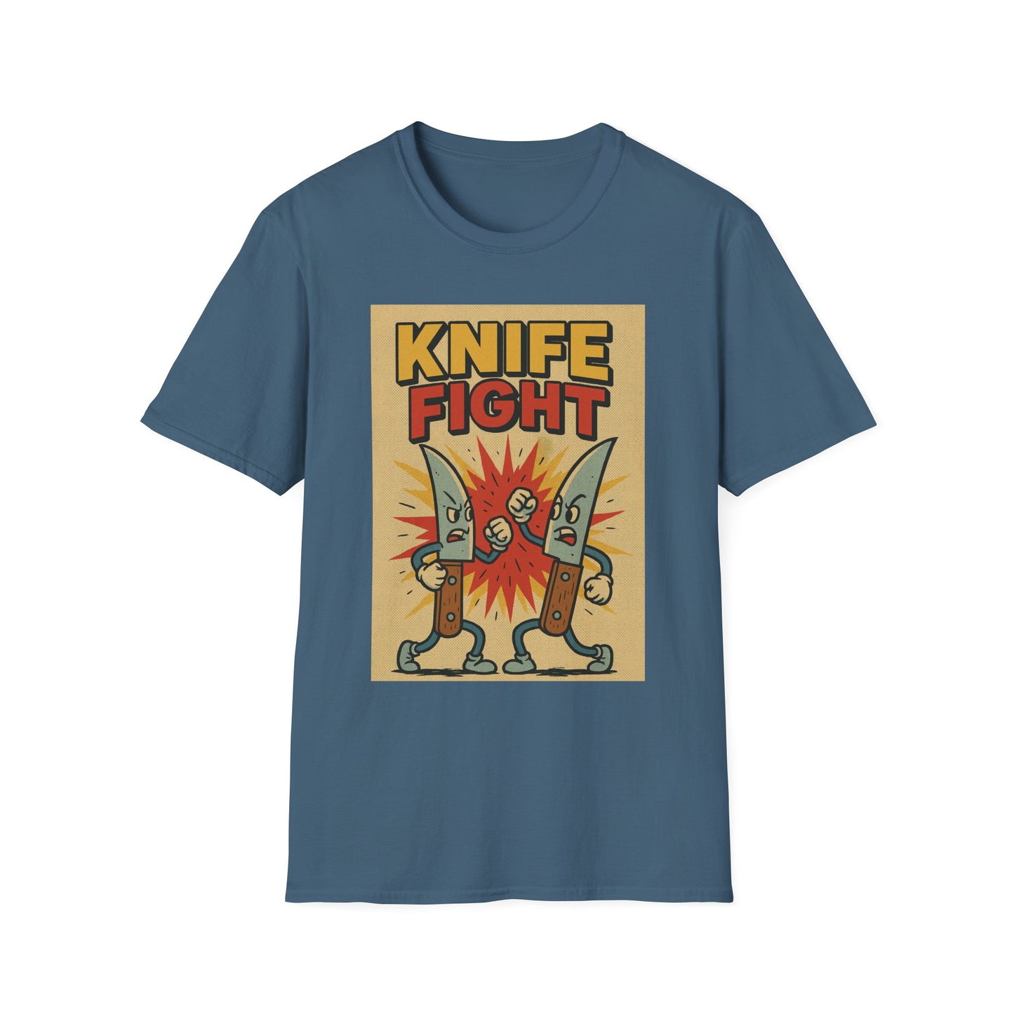 Retro Knife Fight Graphic T-Shirt, Funny Tee, Casual Unisex Clothing, Gift for Him or Her, Unique Humor Shirt