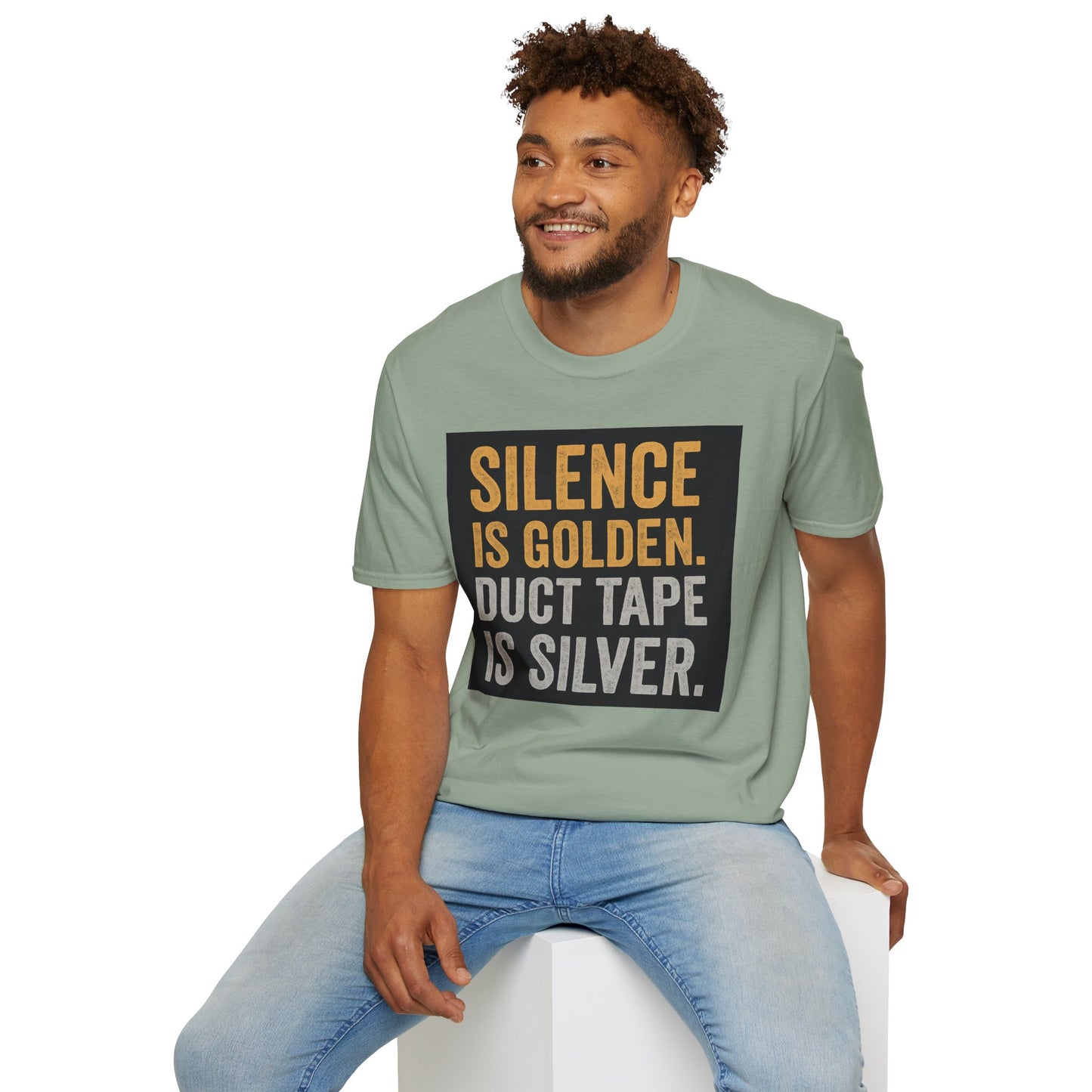 Funny Quote T-Shirt - Silence is Golden Duct Tape is Silver, Gift for Dad, Birthday Gift, Humorous Tee, Unisex Apparel, Casual Wear