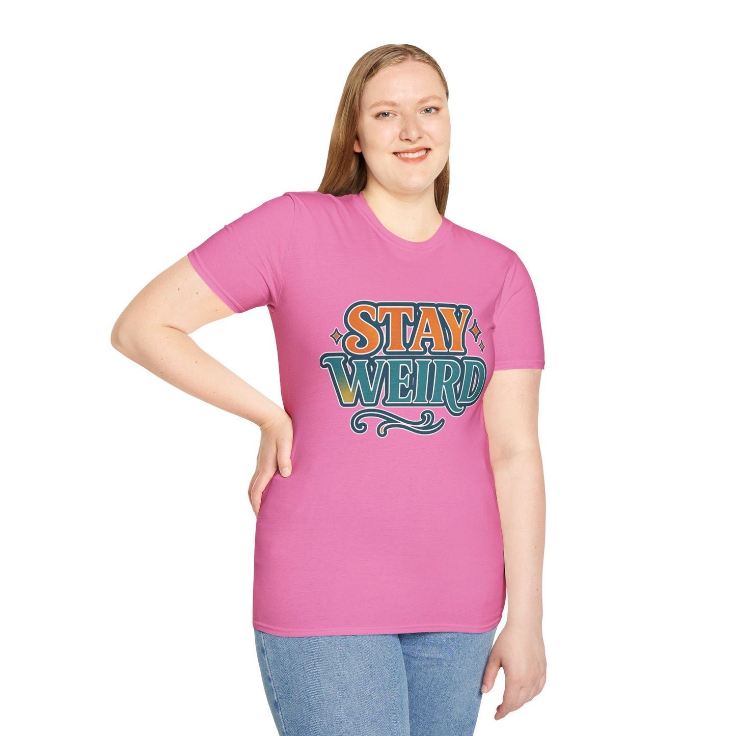 Stay Weird Unisex Softstyle T-Shirt - Fun Graphic Tee, Quirky Apparel, Gift for Friends, Casual Wear, Unique Style