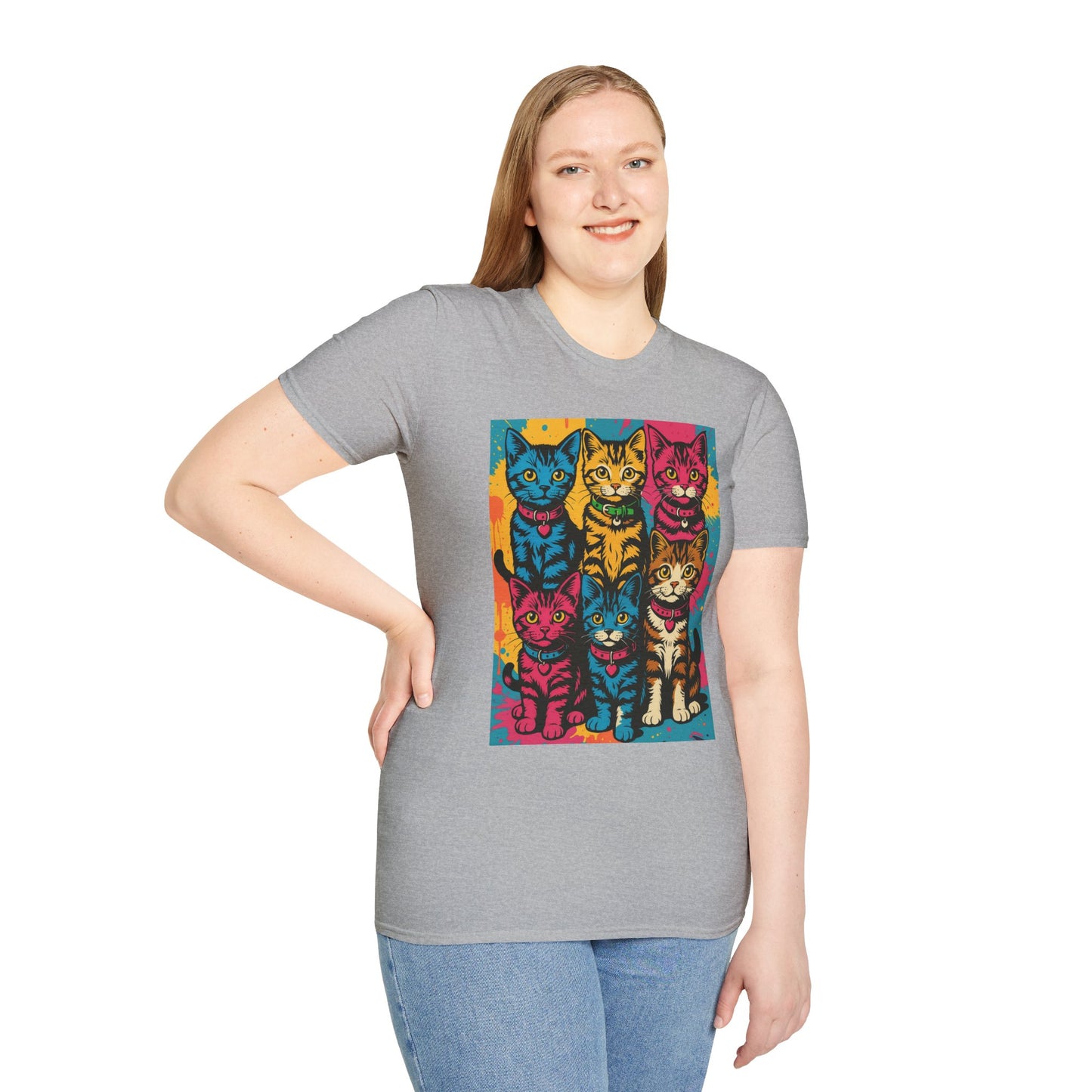 Rainbow Cats Art Shirt – Colorful Cat Lover Tee for Feline Fans – Funny Gift for Cat Moms, Pet Parents, Weird Cat People & Whimsical Animal Aesthetic