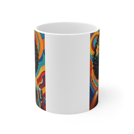 Afrocentric Art Coffee Mug 11oz Colorful Jazz Singer Cup Gift