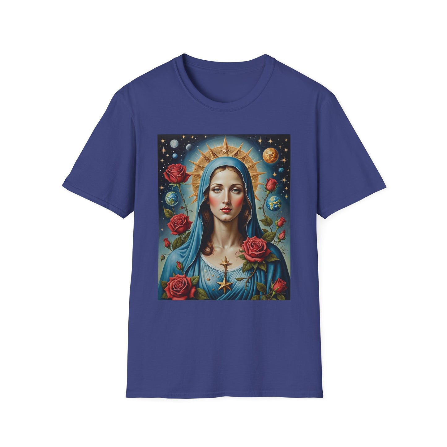Artistic Virgin Mary T-Shirt, Vintage Graphic Tee, Religious Shirt, Christian Gift, Casual Wear