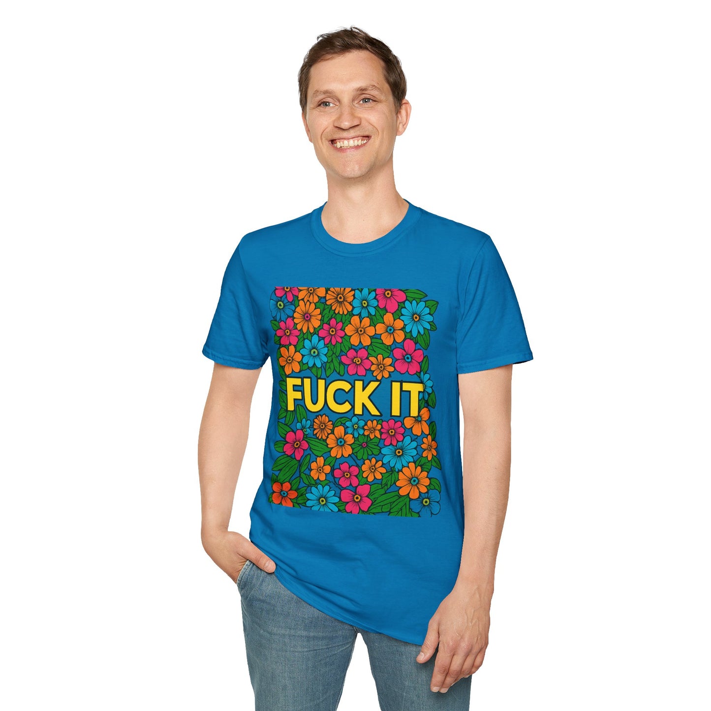 Colorful Floral Graphic T-Shirt, Casual Wear, Gift for Friends, Relaxed Style, Summer Outfit, Fun Statement Tee