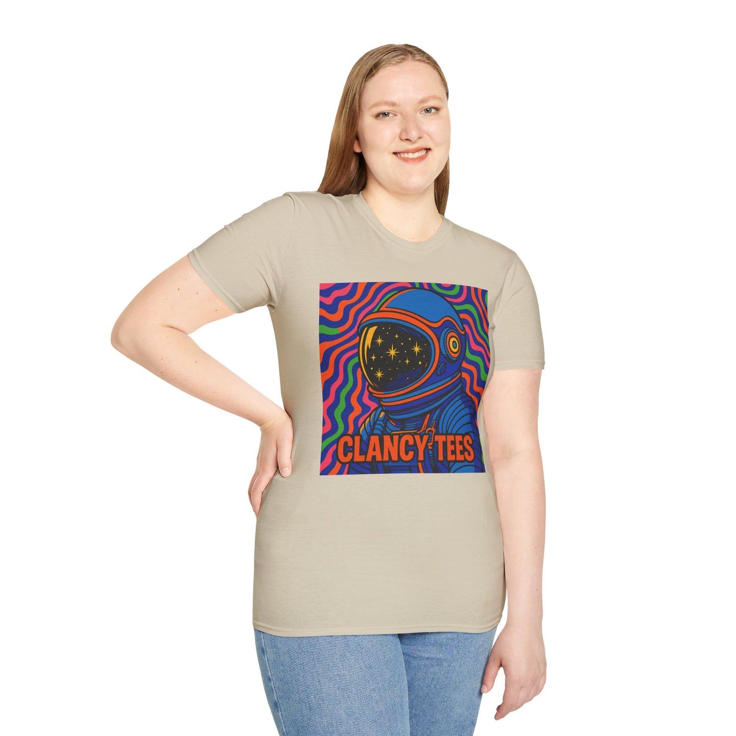 Cosmic Astronaut T-Shirt - Unisex Softstyle Tee, Space Lover Gift, Retro Vibes, Festival Wear, Graphic Tee