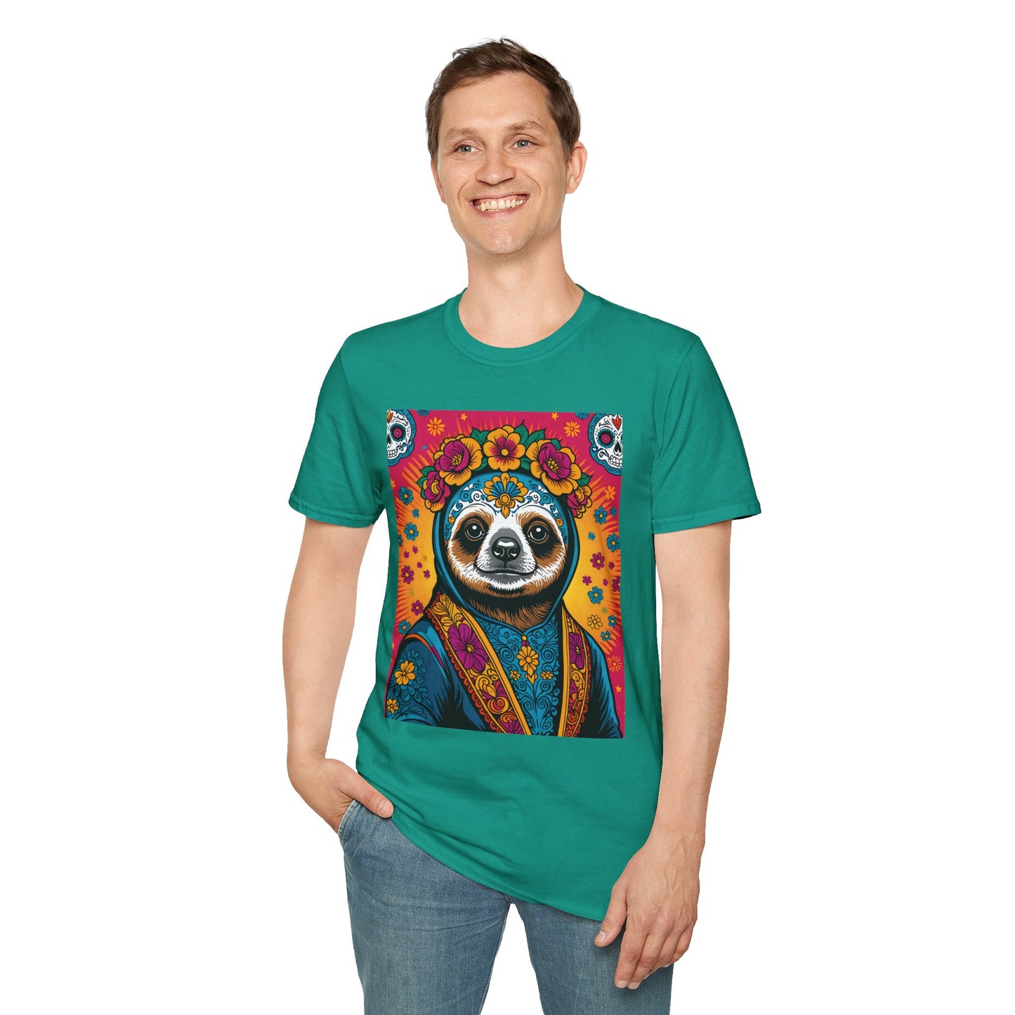 Boho Sloth T Shirt Trippy Animal Graphic Tee Colorful Festival Top Gift for Sloth Lovers