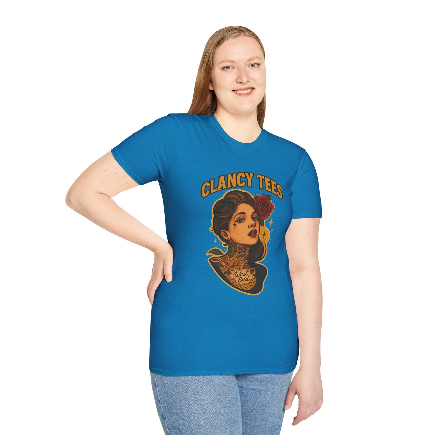Vintage Tattoo-Inspired Unisex Softstyle T-Shirt, Unique Graphic Tee, Casual Statement Shirt, Perfect Gift for Friends & Festivals