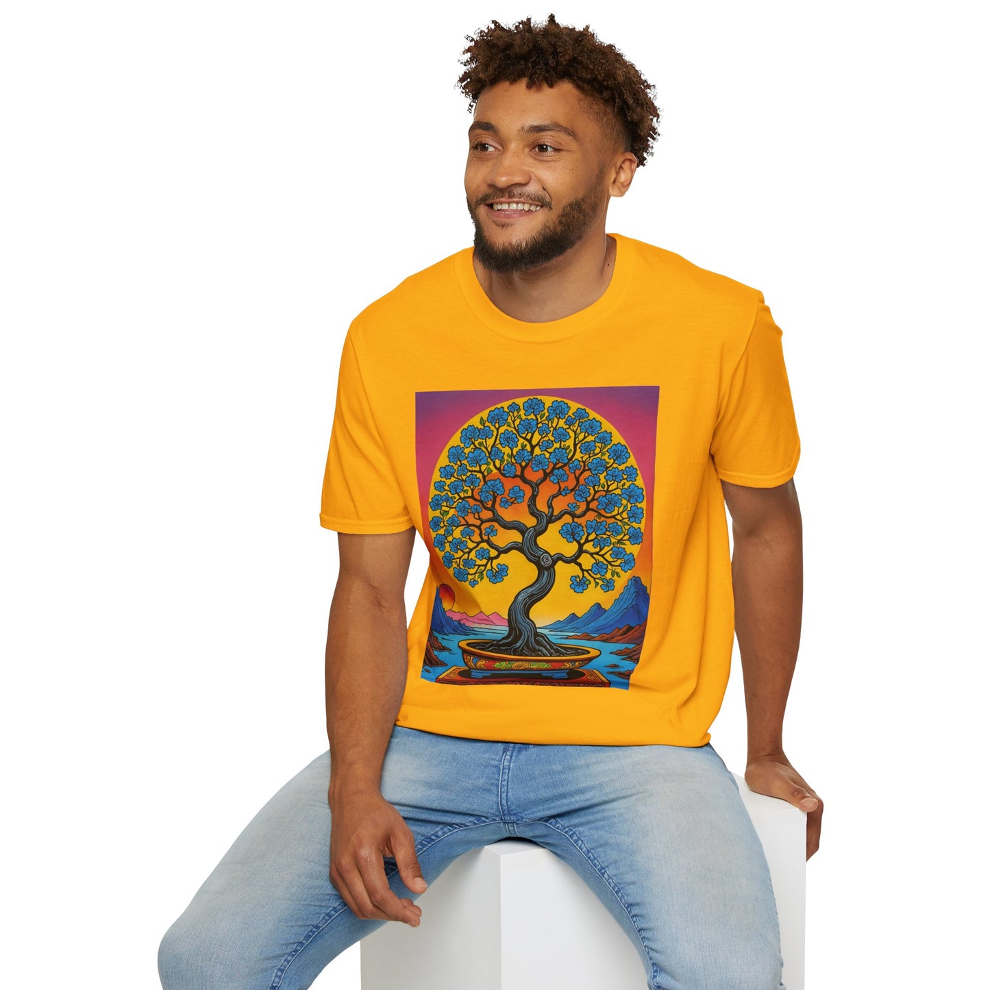 Spiritual Tree Graphic T-Shirt | Unisex Softstyle Tee | Nature Lover Gift | Bohemian Apparel | Yoga Shirt | Eco-Friendly Clothing | Art Tee