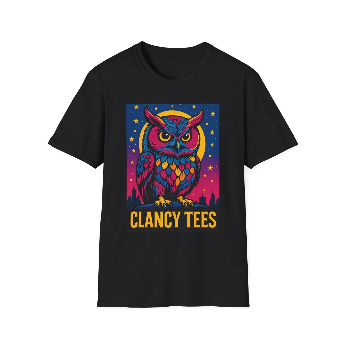 Psychedelic Owl Shirt with Stars and Moon | Trippy Forest Animal Tee | Gift for Night Owls and Weirdos | Bold Colorful Nature Graphic Tee