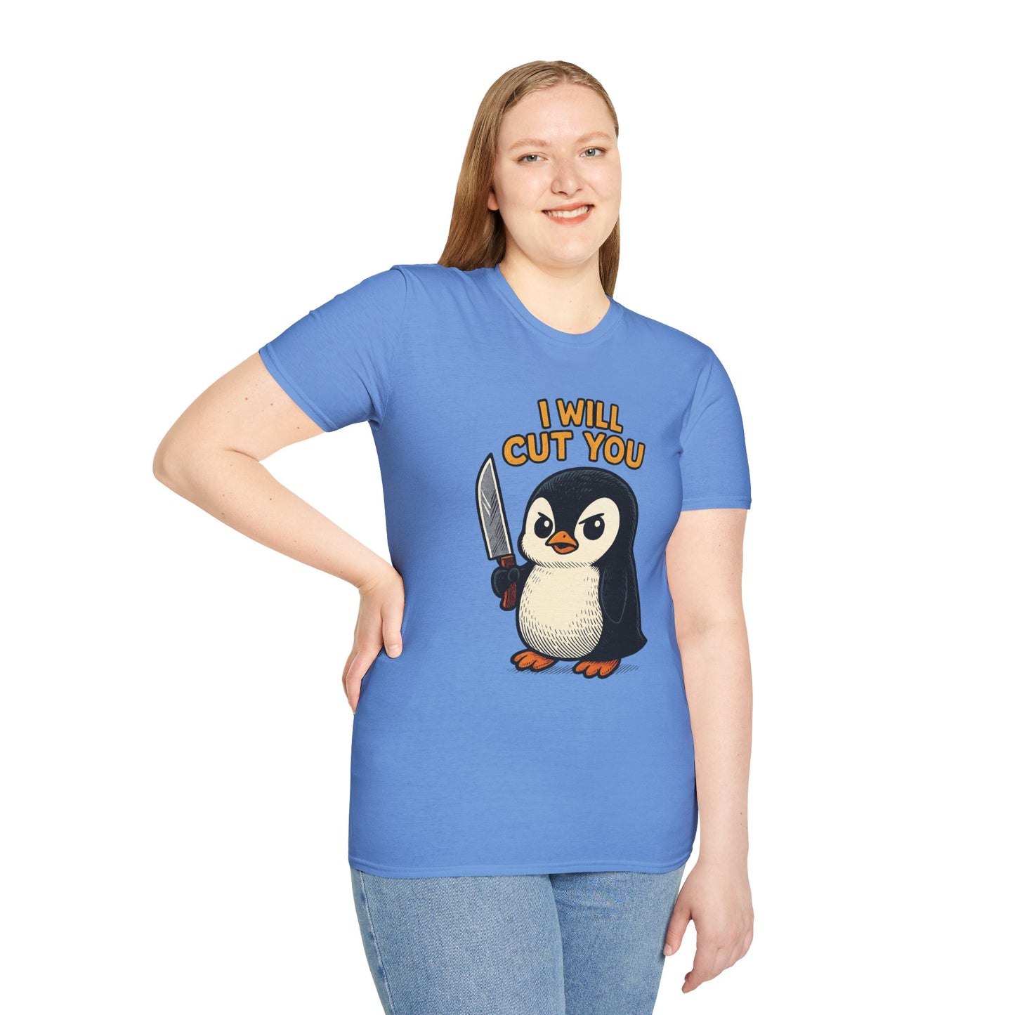 Angry Penguin Knife Shirt – Funny Animal Graphic Tee, Sarcastic Gift for Introverts, Cute but Deadly Humor Shirt