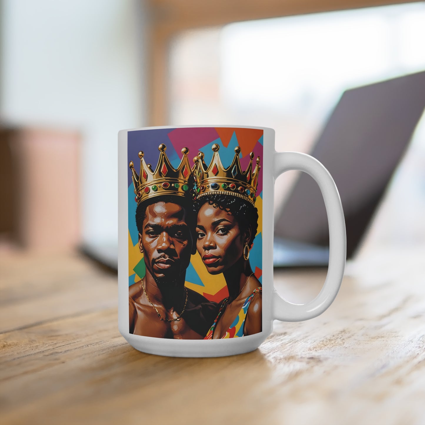 Black King And Queen Coffee Mug Royalty Crown Art Cup Gift For Couples