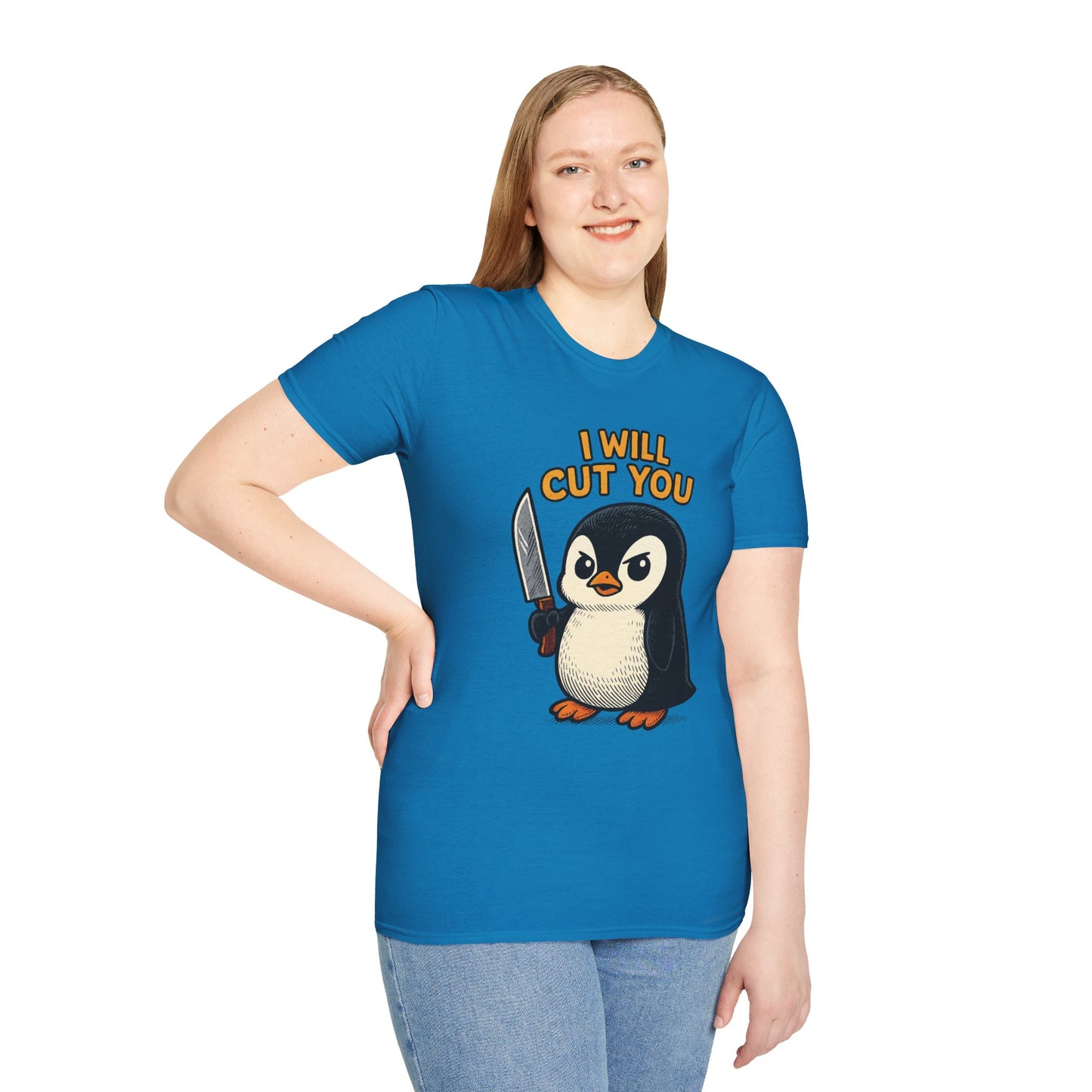 Angry Penguin Knife Shirt – Funny Animal Graphic Tee, Sarcastic Gift for Introverts, Cute but Deadly Humor Shirt