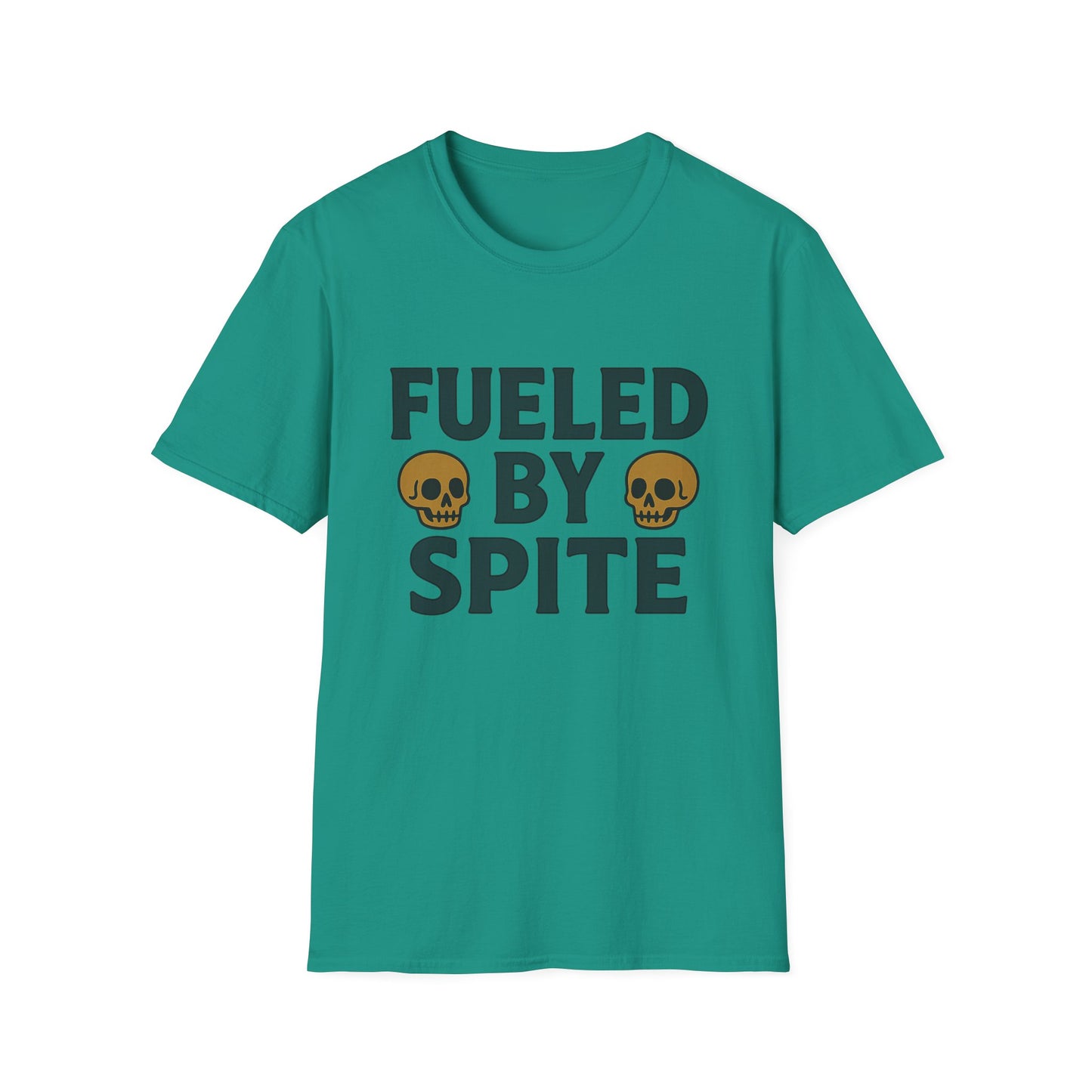 Fueled by Spite Unisex Softstyle T-Shirt, Funny Graphic Tee, Goth Aesthetic Shirt, Gifts for Spiteful Friends, Casual Wear