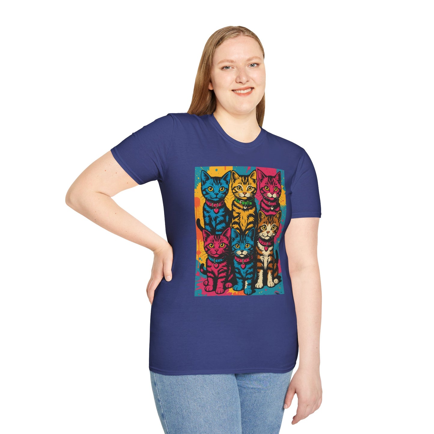 Rainbow Cats Art Shirt – Colorful Cat Lover Tee for Feline Fans – Funny Gift for Cat Moms, Pet Parents, Weird Cat People & Whimsical Animal Aesthetic