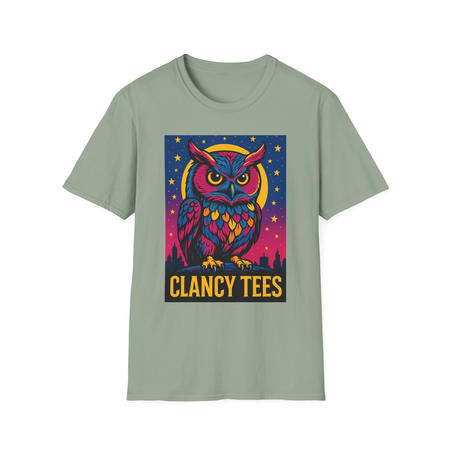 Psychedelic Owl Shirt with Stars and Moon | Trippy Forest Animal Tee | Gift for Night Owls and Weirdos | Bold Colorful Nature Graphic Tee