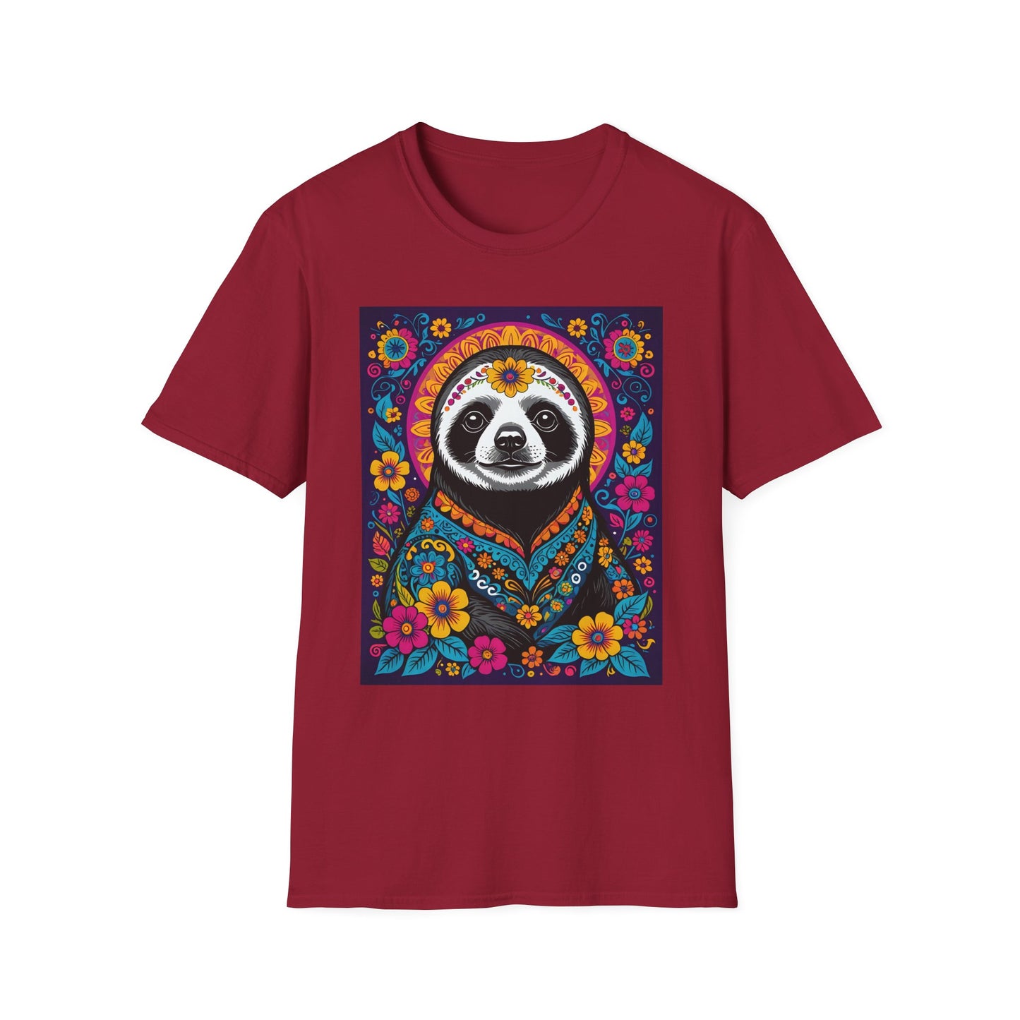 Psychedelic Sloth T Shirt Boho Animal Graphic Tee Trippy Festival Top Gift for Sloth Lovers