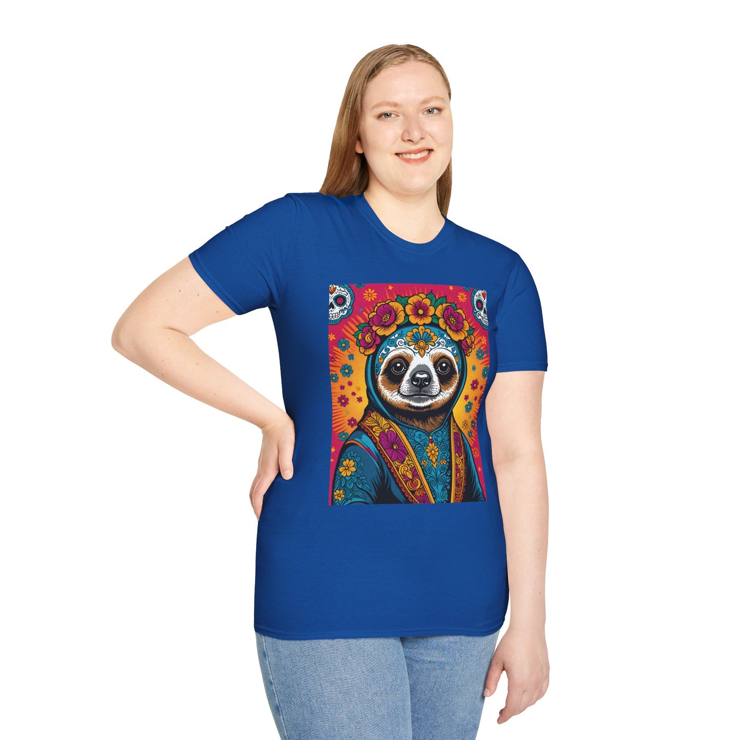 Boho Sloth T Shirt Trippy Animal Graphic Tee Colorful Festival Top Gift for Sloth Lovers