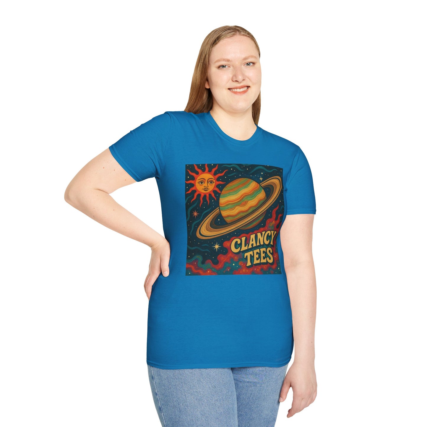 Saturn Sun Shirt – Retro Psychedelic Planet Graphic Tee with Groovy Outer Space Art – Gift for Astronomers, Daydreamers, and Cosmic Wanderers