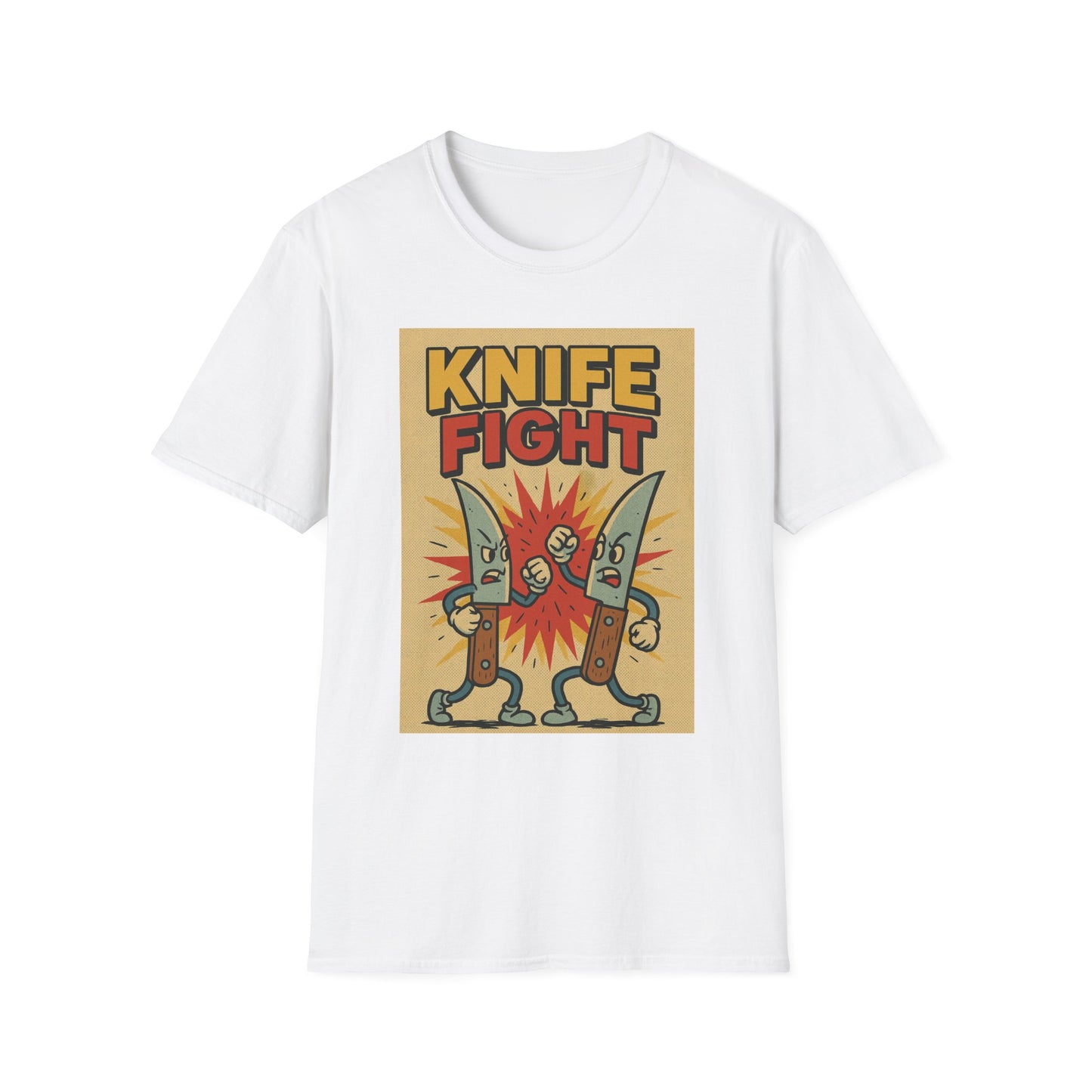 Retro Knife Fight Graphic T-Shirt, Funny Tee, Casual Unisex Clothing, Gift for Him or Her, Unique Humor Shirt