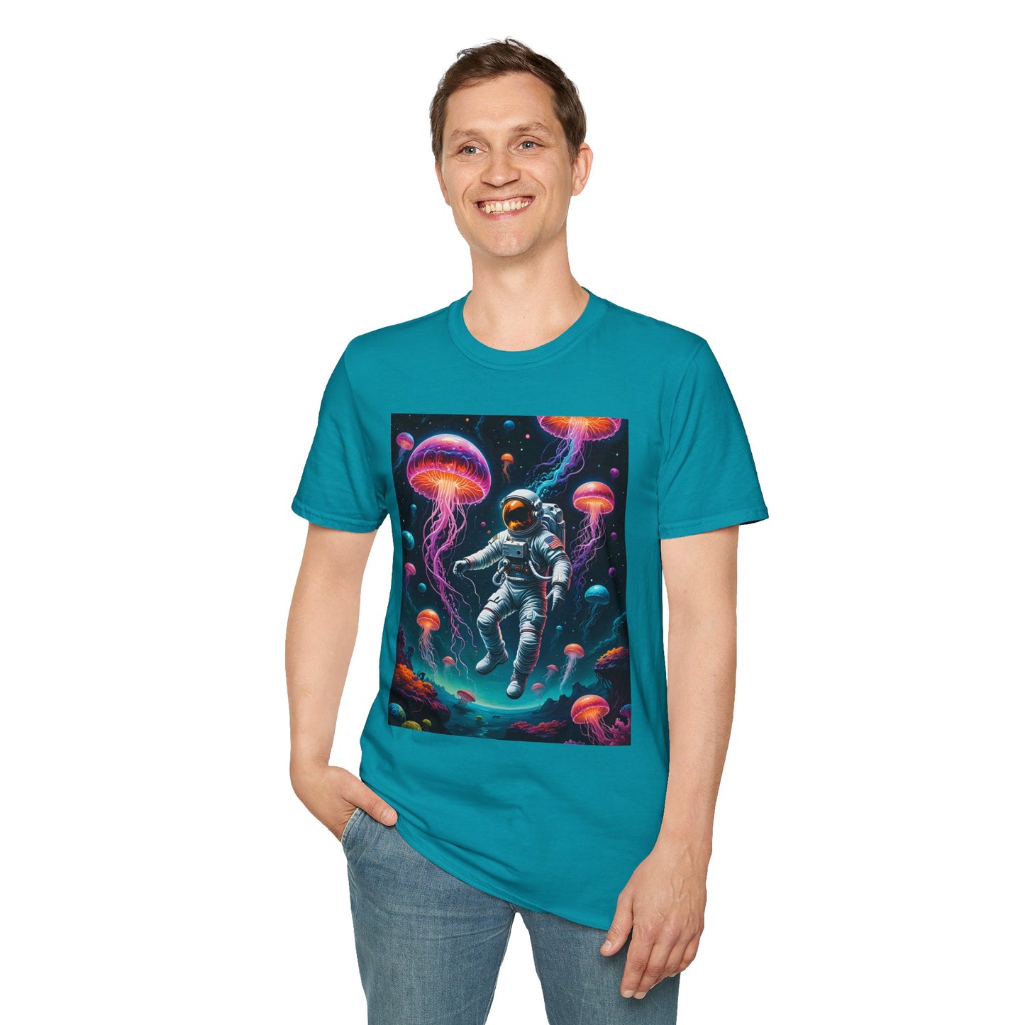 Cosmic Jellyfish T-Shirt, Astronaut Tee, Space Lover's Apparel, Unique Gift, Unisex Softstyle Shirt