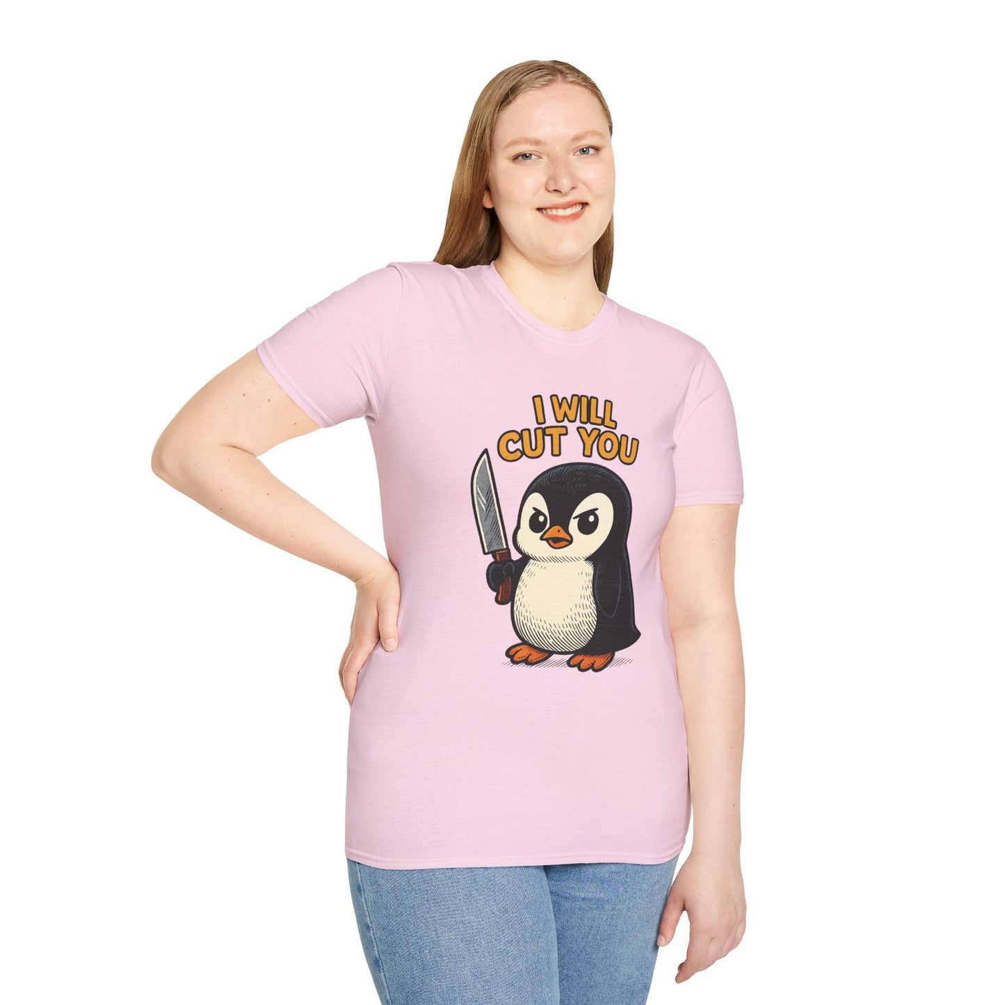 Angry Penguin Knife Shirt – Funny Animal Graphic Tee, Sarcastic Gift for Introverts, Cute but Deadly Humor Shirt