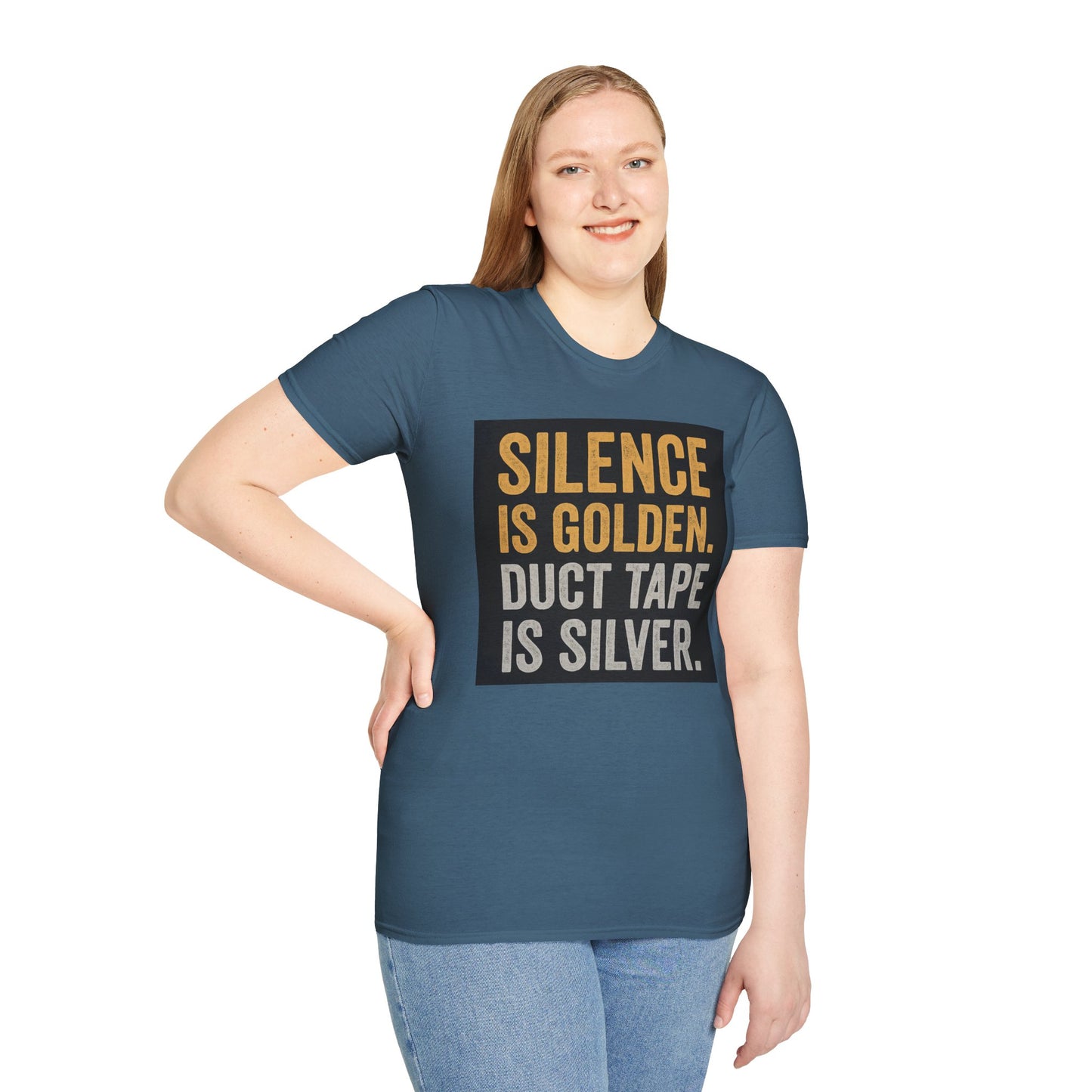 Funny Quote T-Shirt - Silence is Golden Duct Tape is Silver, Gift for Dad, Birthday Gift, Humorous Tee, Unisex Apparel, Casual Wear