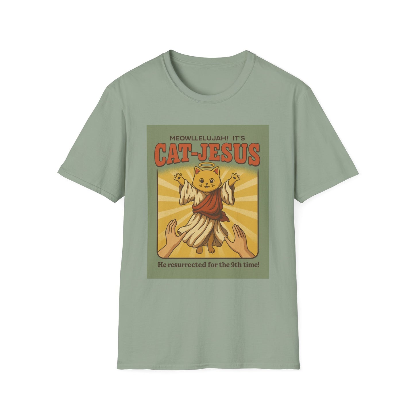 Cat Jesus Funny Resurrected Cat Shirt Meow Hallelujah Tee for Cat Lovers Faith and Felines Fans of Holy Humor and Nine Lives Resurrection Gags