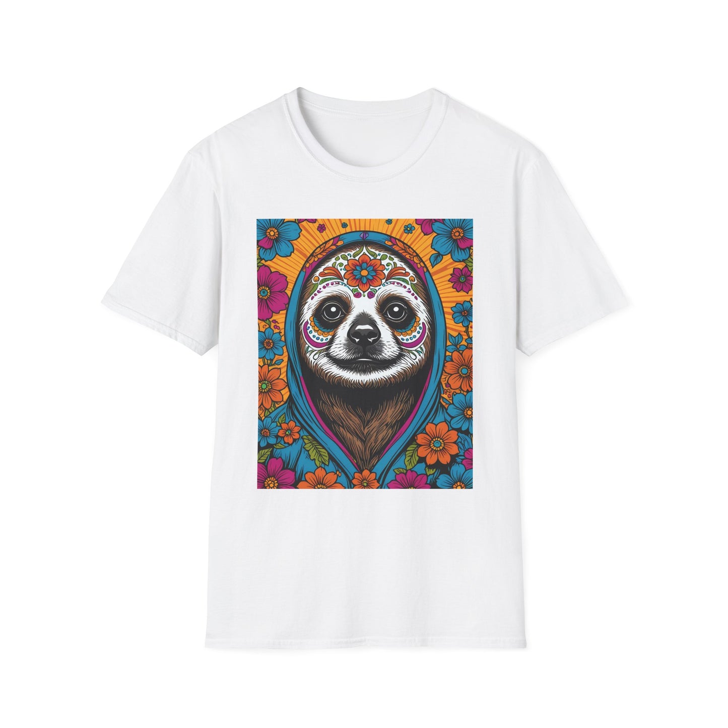 Psychedelic Sloth T Shirt Trippy Animal Graphic Tee Colorful Festival Top Gift for Sloth Lovers
