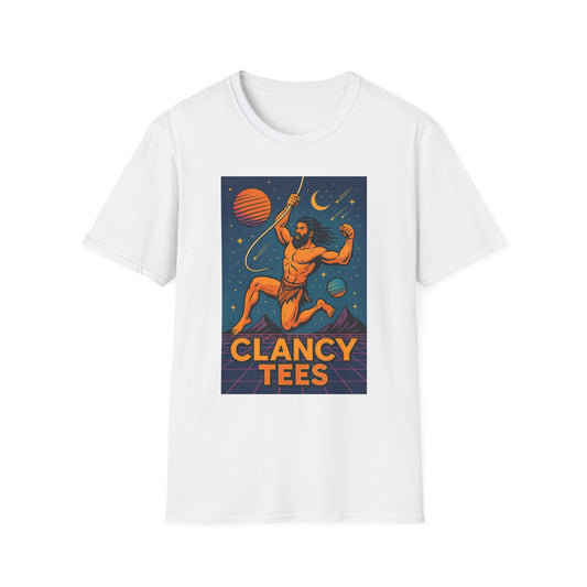 Retro Space Graphic Unisex Softstyle T-Shirt, Fun Casual Wear, Gift for Space Lovers, Cute Vintage Tee, Everyday Comfort Shirt