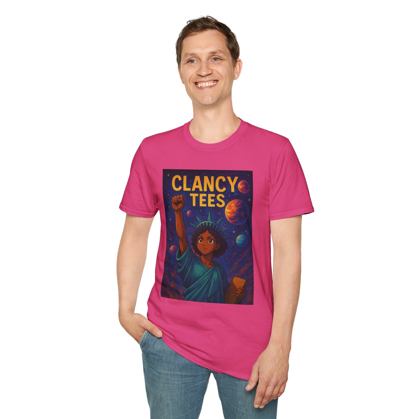 Empowerment Liberty Graphic T-Shirt, Space-Themed Tee, Unisex Casual Wear, Gift for Space Lovers, Inspirational Fashion