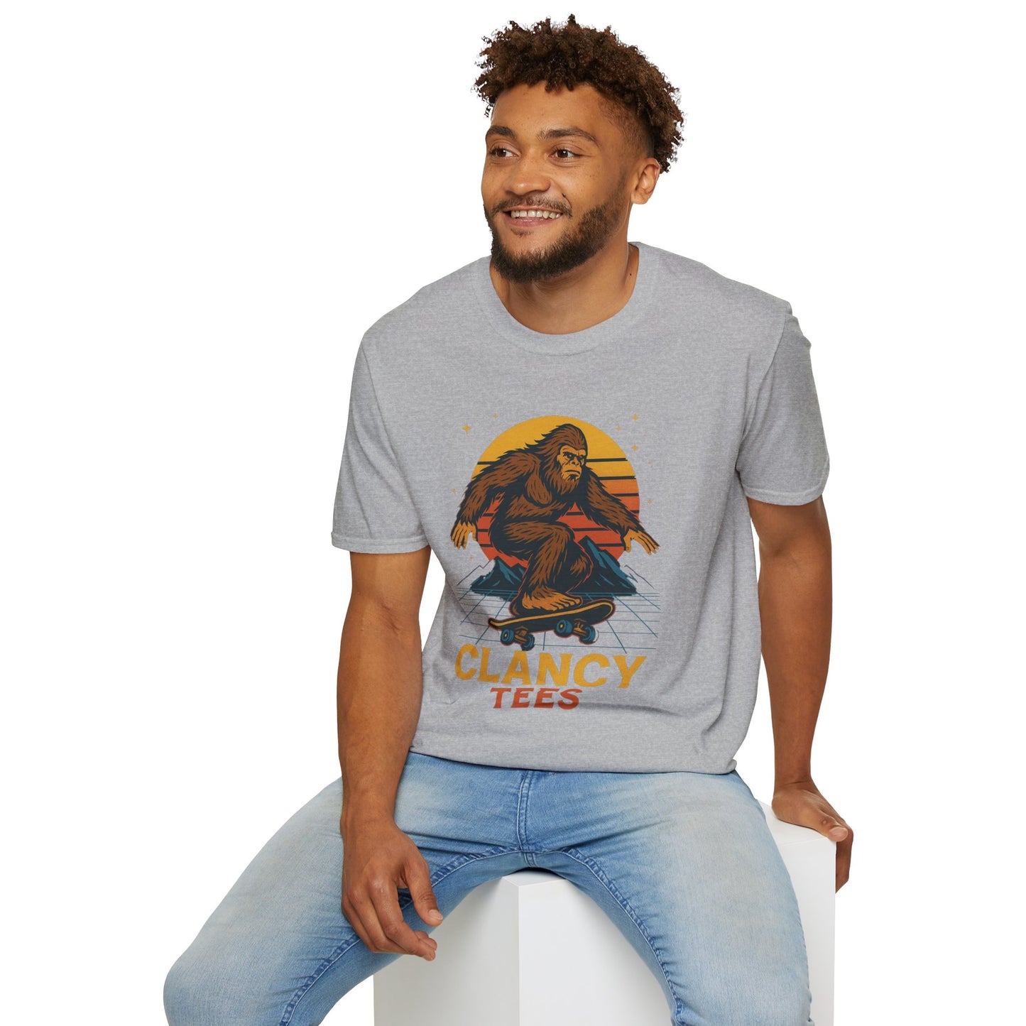 Bigfoot Skateboard Unisex T-Shirt, Retro Graphic Tee, Funny Gift for Skaters, Adventure Lovers, Summer Apparel, Men's and Women's Fashion